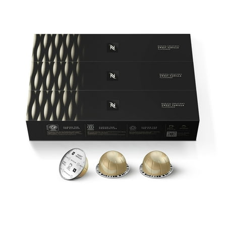 Nespresso Capsules Vertuo, Sweet Vanilla, Medium Roast Coffee, 30-Count Coffee Pods