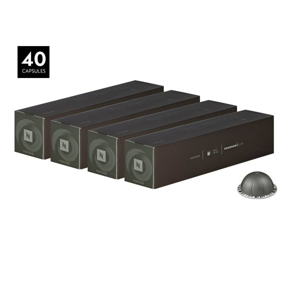 Nespresso Capsules VertuoLine, Fortado Gran Lungo Americano, Dark Roast Espresso Coffee, 40-Count Coffee Pods, Brews 5oz