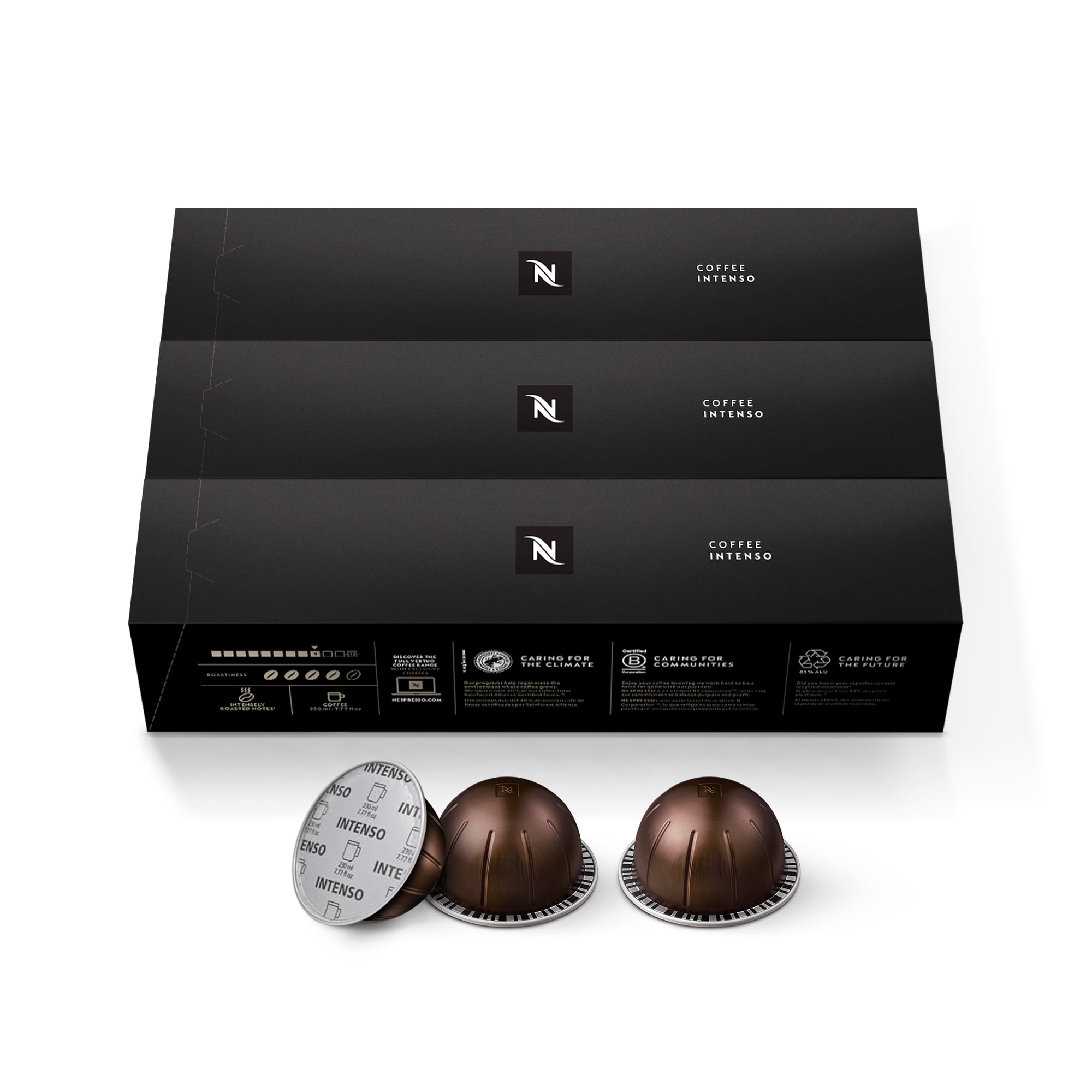 Nespresso Capsules Vertuo, Intenso, Dark Roast Coffee, 30 Count Coffee Pods