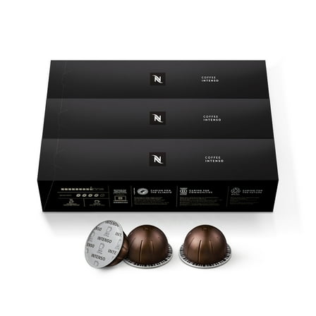 Nespresso Capsules VertuoLine, Intenso, Dark Roast Coffee, 30-Count Coffee Pods