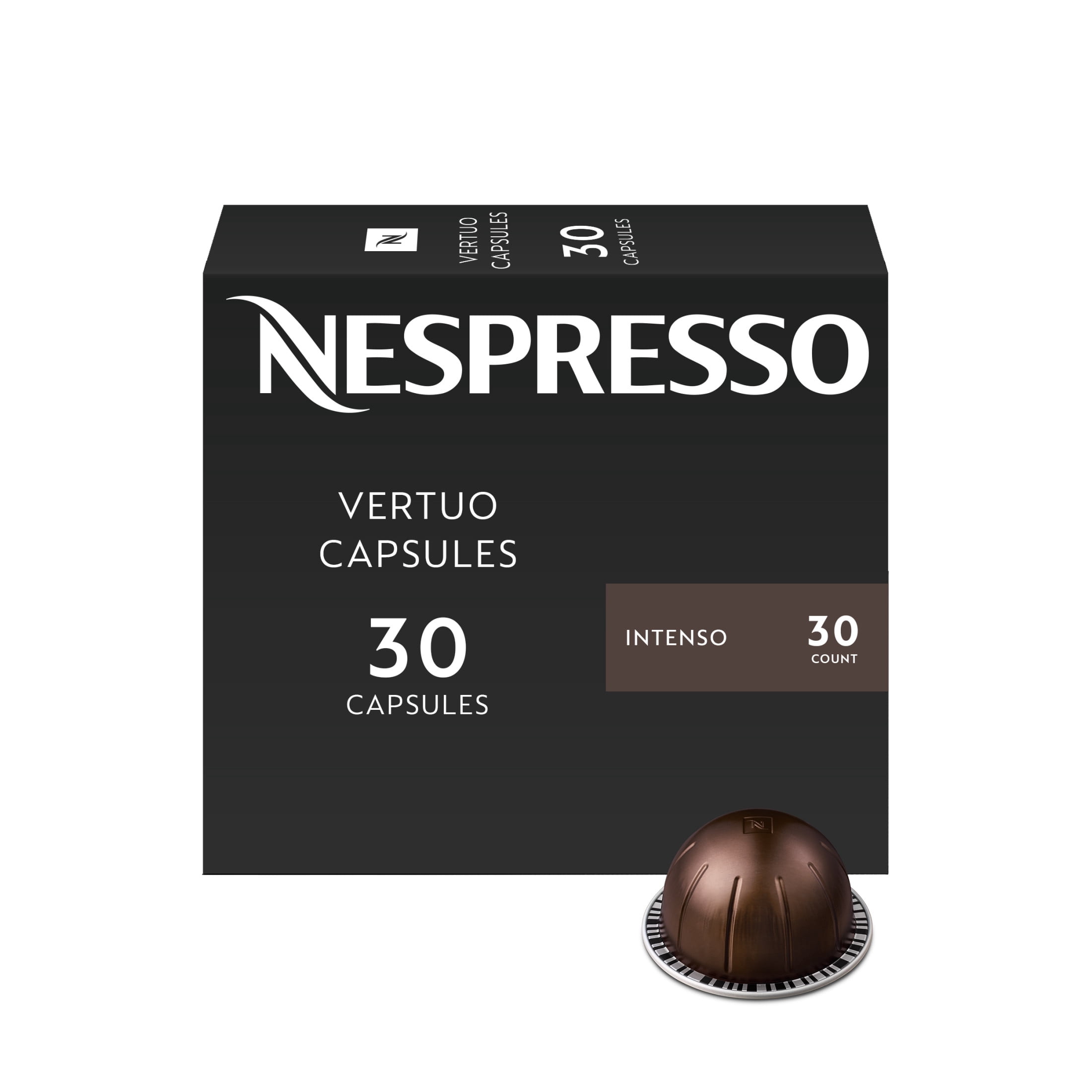 Nespresso Capsules VertuoLine, Intenso, Dark Roast Coffee, 30-Count Coffee Pods