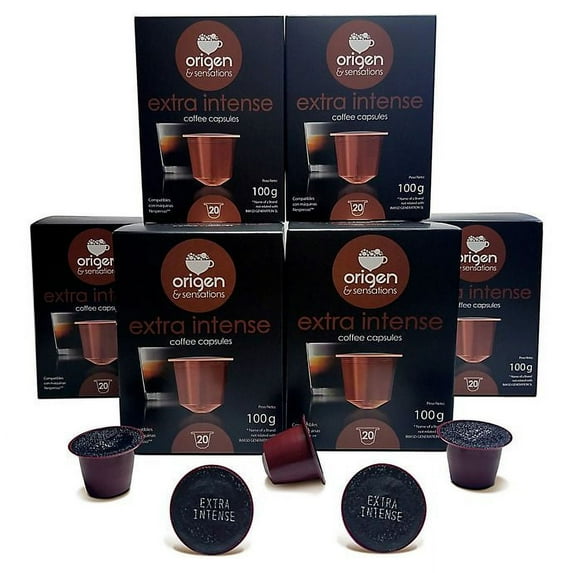 Nespresso Compatible Pods, Extra Intense Espresso Pods Dark Roast Coffee Pods Compatible with Original Line 120 Count Capsules of Strong Espresso