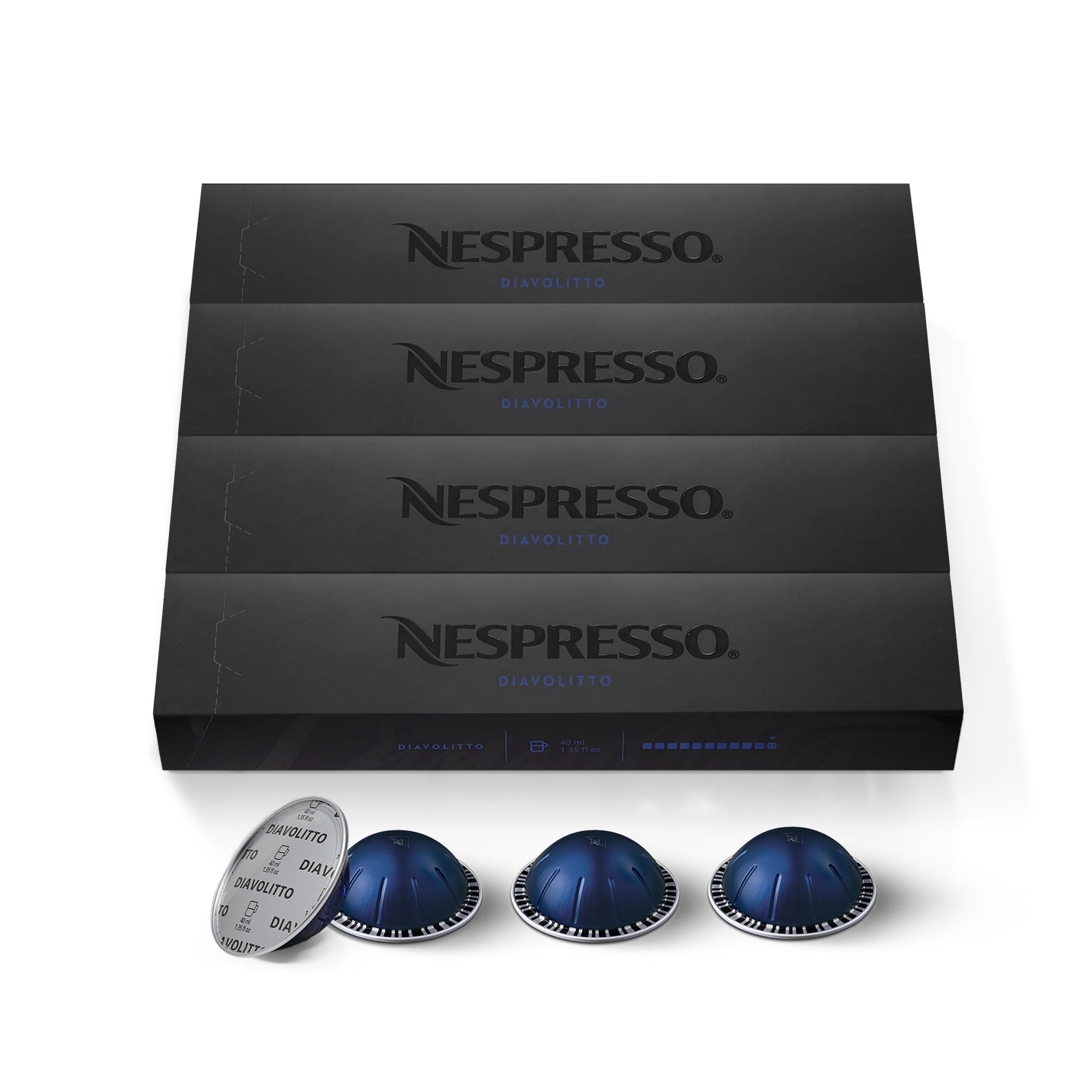 Nespresso Diavolitto Espresso, Dark Roast VertuoLine Coffee Pods, 40 Ct (4 Boxes of 10)