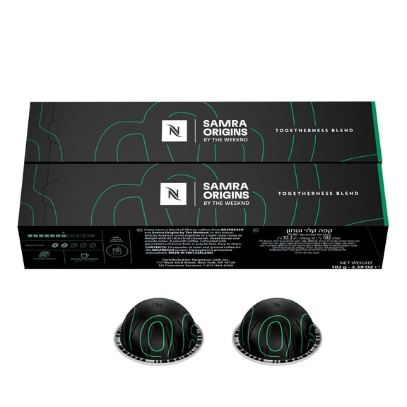 Nespresso I Samra Origins by The Weeknd Vertuo Togetherness Blend, Double Espresso, Light Roast, 20-Count Coffee Pods, Brews 2.7 fl. Oz.