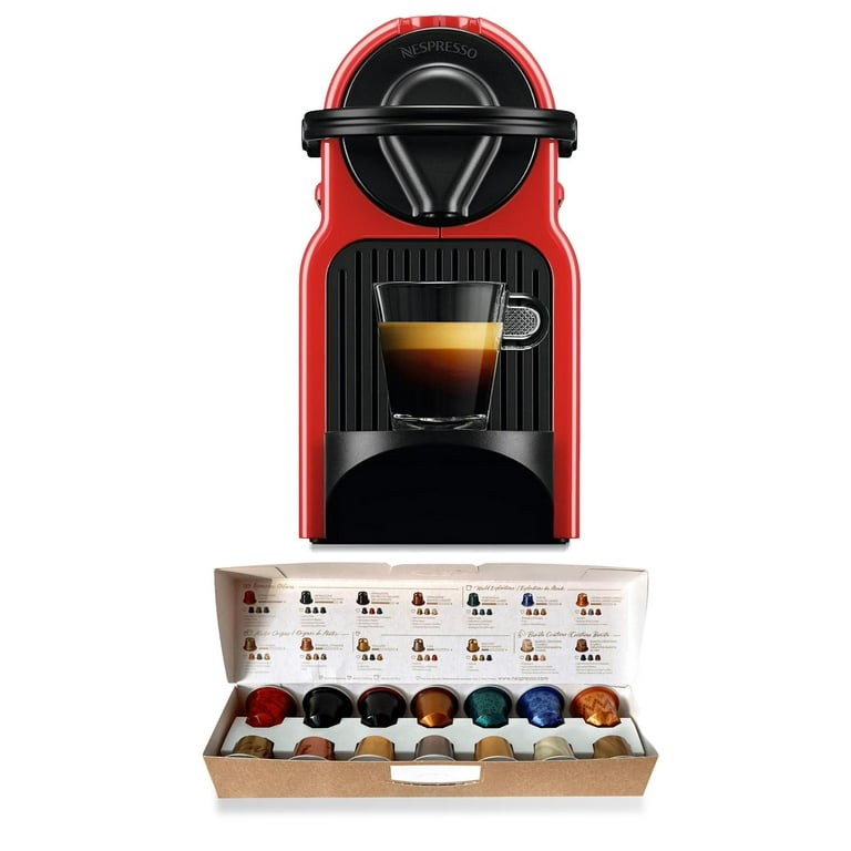 Nespresso Inissia Espresso Machine (24 Red) with Coffee