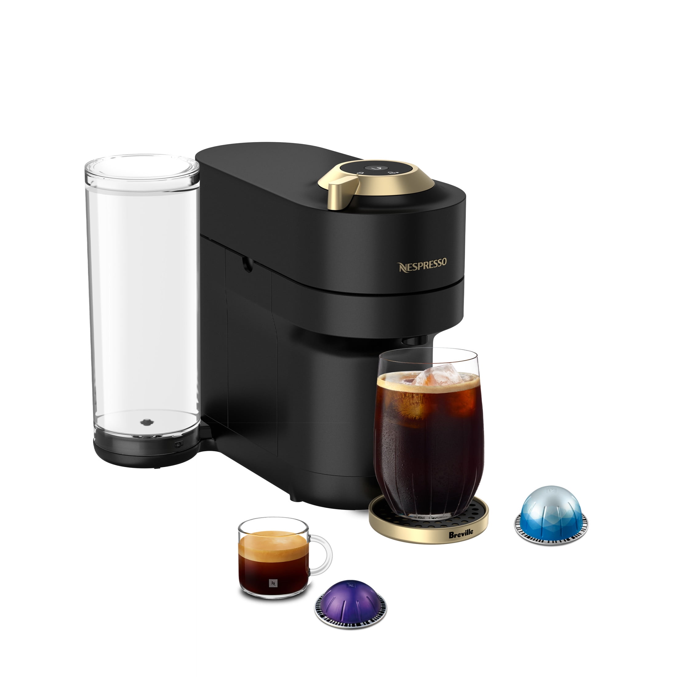 Nespresso Limited-Edition Vertuo Pop+ Coffee and Espresso Maker by Breville, Matte Black Gold