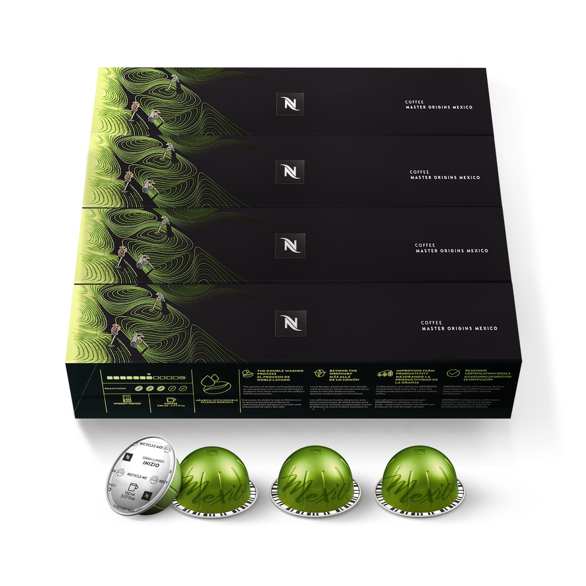 Nespresso Mexico Medium Roast, VertuoLine Coffee Pods, 40 Ct 4 Boxes of 10