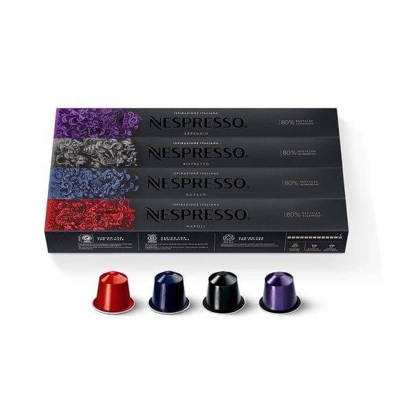 Nespresso Capsules Original, Dark Roast Variety Pack Espresso Coffee, 40-Count Espresso Coffee Pods, Brews 1.35oz