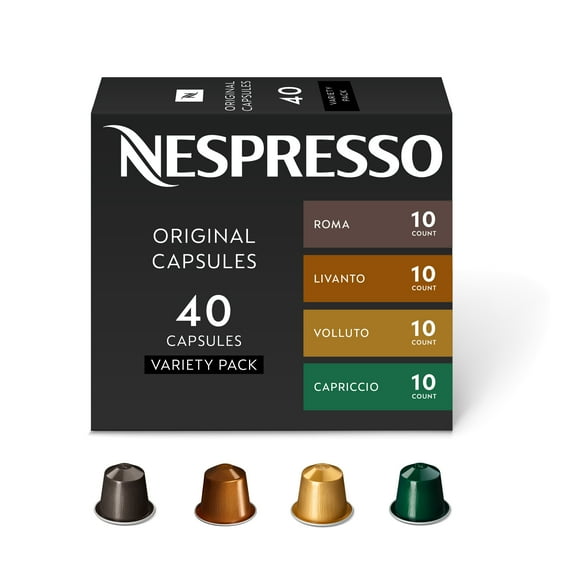Nespresso Capsules Original, Morning Variety Pack, Mild & Medium Roast, 40 - Count Coffee Pods, Brews 1.35 fl. oz.