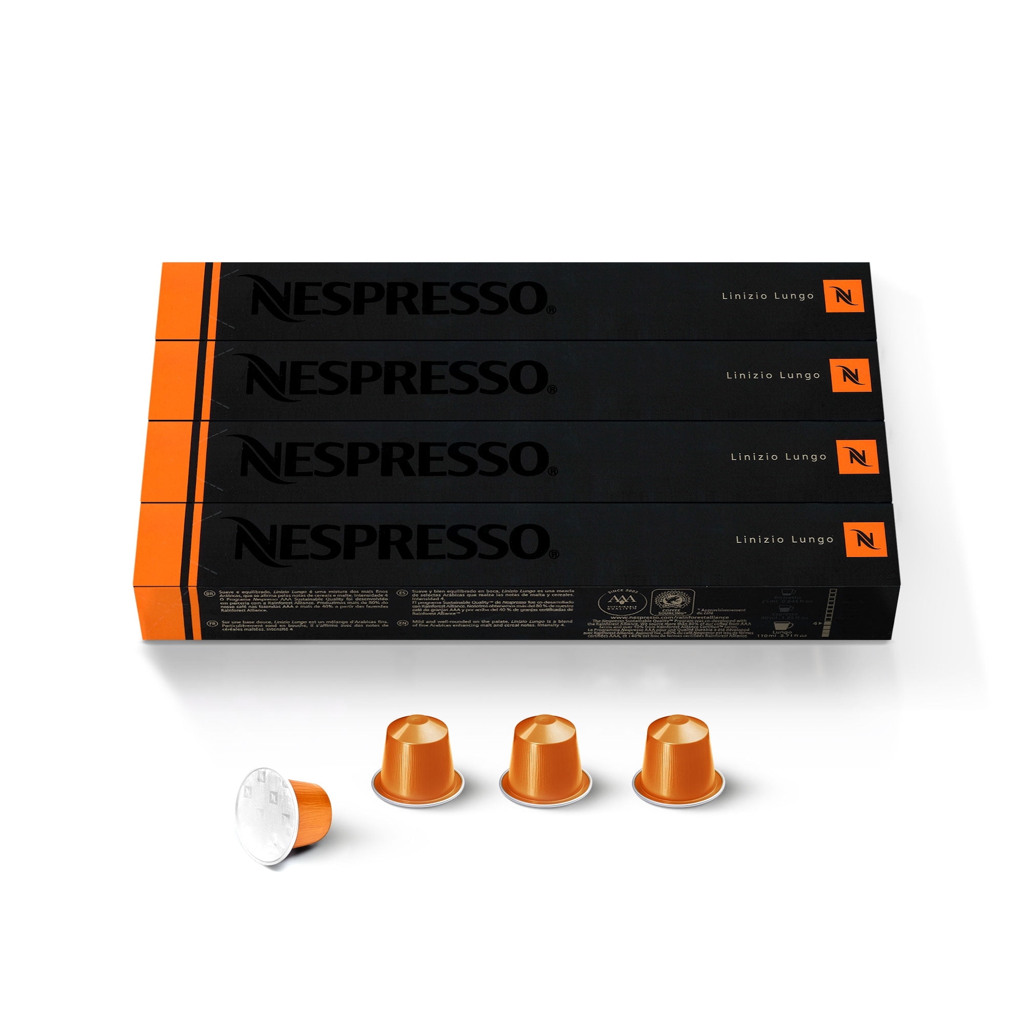 Walmart discount codes: Nespresso Light Roast Espresso Capsules: Linizio Lungo OriginalLine, Rainforest Alliance, 40 Ct (4 Boxes of 10)