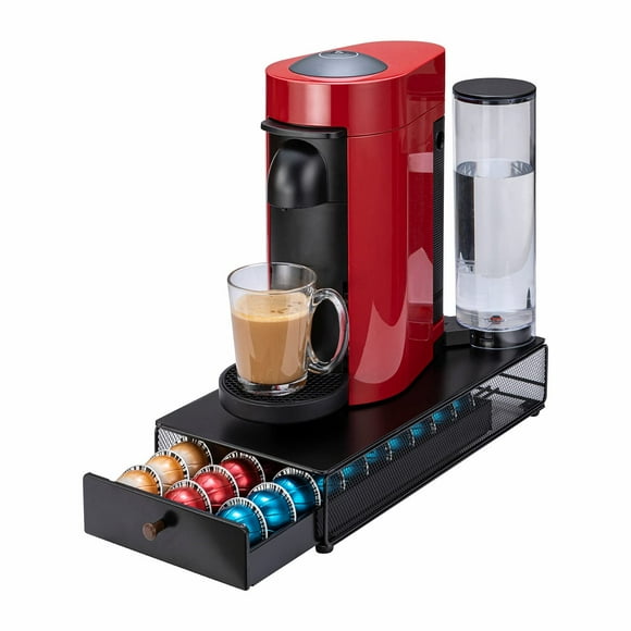 Nespresso Vertuo Capsule Storage Drawer, 30 Pod Capacity for Vertuoline Coffee, Space-Saving Design with Anti-Slip Handle, Black