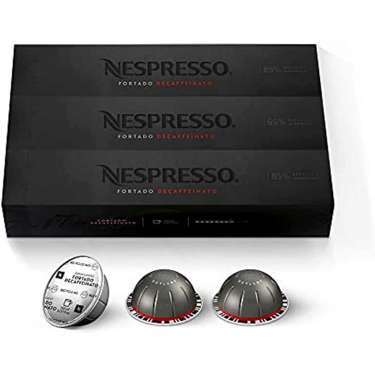 Nespresso Vertuo Fortado Decaffeinato, Gran Lungo, 30 Count Coffee Capsules  