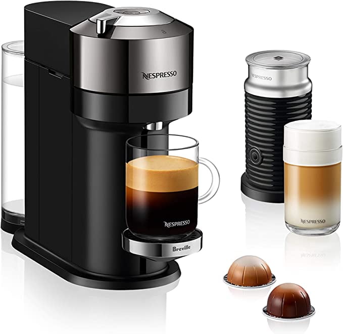Nespresso Vertuo Next Deluxe Breville with Aeroccino Milk Frother, Chrome - Walmart.com