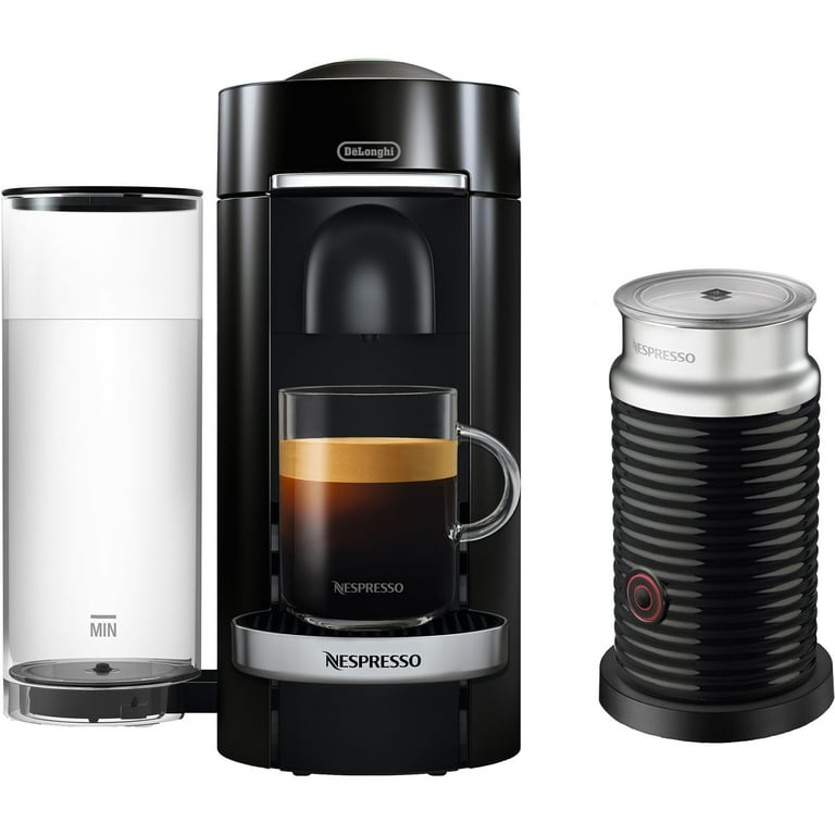 De Longhi Nespresso Vertuo Plus Deluxe Black Coffee Espresso Machine with Aerocinno Small Pods Cappuccino Frother Walmart