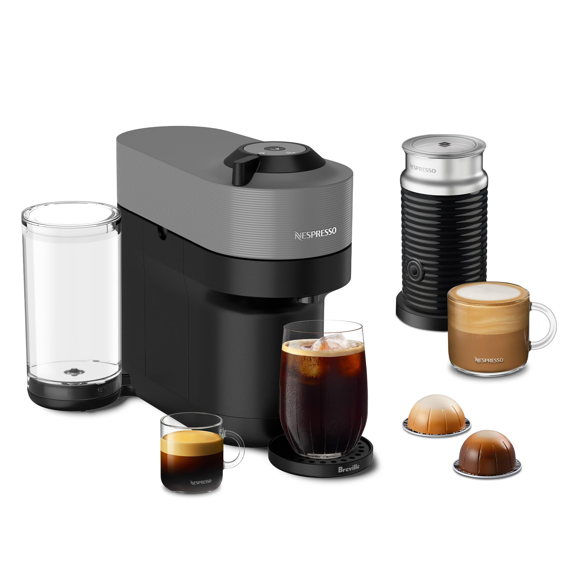 Nespresso Vertuo Pop+ Coffee and Espresso Maker by Breville with Milk Frother, Dark Grey