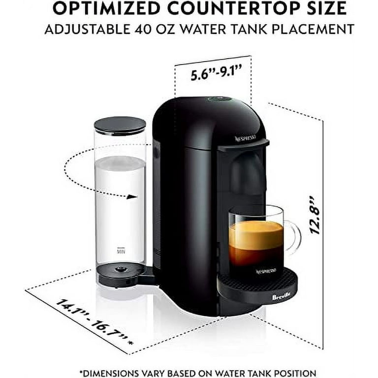 Nespresso VertuoPlus Coffee and Espresso Machine by Breville with Milk  Frother,60 Fluid Ounces, Ink Black 