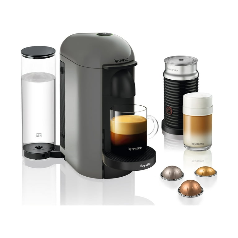 Nespresso VertuoPlus Coffee and Espresso Maker by Breville with Aeroccino  Milk Frother, Grey 