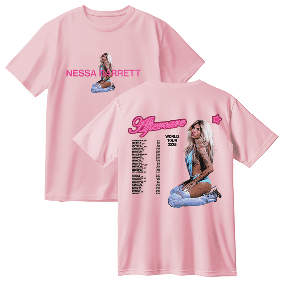 Nessa Barrett Aftercare World Tour 2025 Cotton T-shirt Unisex Short Sleeve Crewneck Casual Streetwear Tee