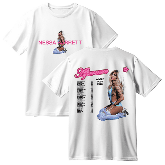 Nessa Barrett Aftercare World Tour 2025 Cotton T-shirt Unisex Short Sleeve Crewneck Casual Streetwear Tee