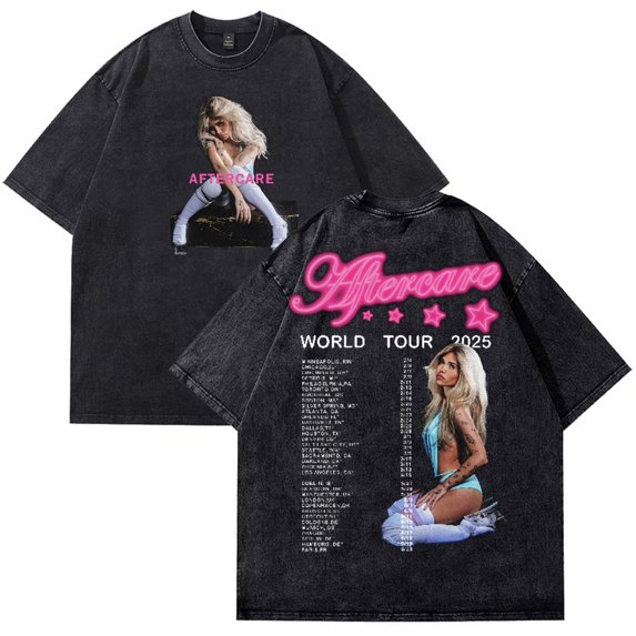 Nessa Barrett Aftercare World Tour 2025 Merch Cotton T-Shirt Wash Tee Women Men Short Sleeve Crewneck Tee