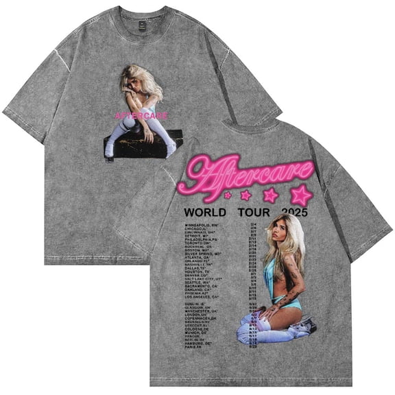Nessa Barrett Aftercare World Tour 2025 Merch Cotton T-Shirt Wash Tee Women Men Short Sleeve Crewneck Tee
