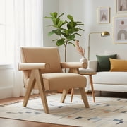 Nessi Modern Faux Leather Arm Chair - Sand
