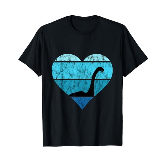 Nessie Heart Retro Vintage Ocean Irish Loch Ness Sea Monster T-Shirt