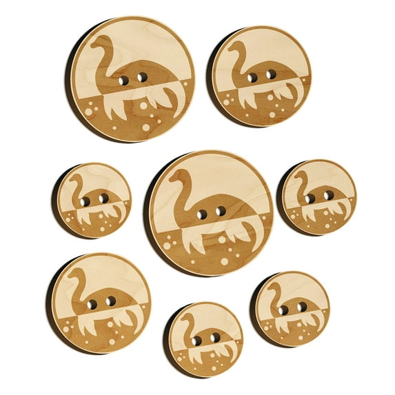 Nessie Loch Ness Monster Wood Buttons for Crochet Knitting Sewing DIY Craft - 1.00 Inch Medium (7pcs)