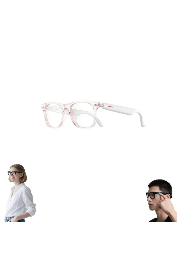 Nessthub Glasses, Nessthub Smart Glasses, Ai Smart Glasses with HD Camera, Video Recording, Music Playback, Hands-Free Calling, for Home/Office/Outdoor (Pink, Clear Lens)