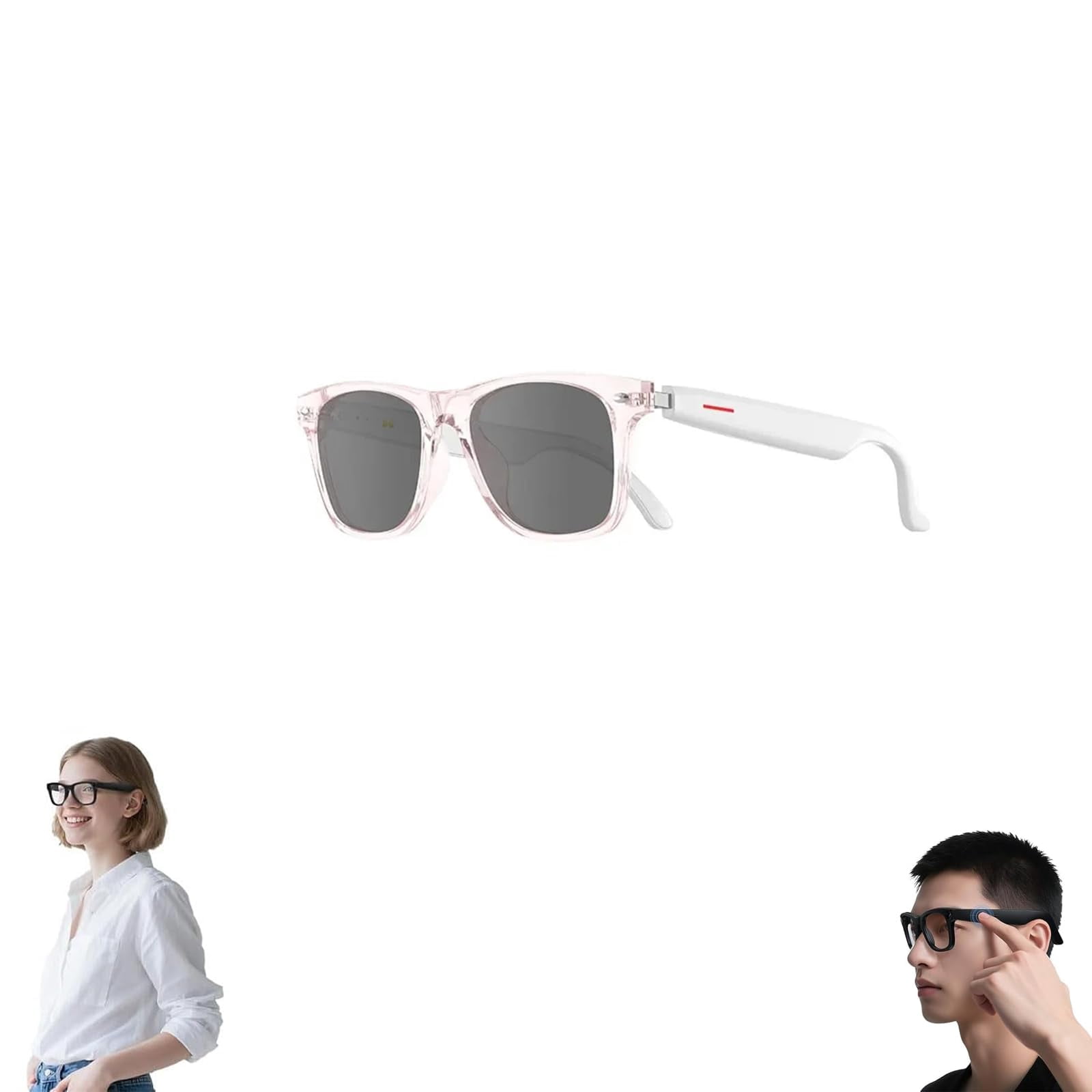 Nessthub Glasses, Nessthub Smart Glasses, Ai Smart Glasses with HD Camera, Video Recording, Music Playback, Hands-Free Calling, for Home/Office/Outdoor (Pink, Sun Lens)