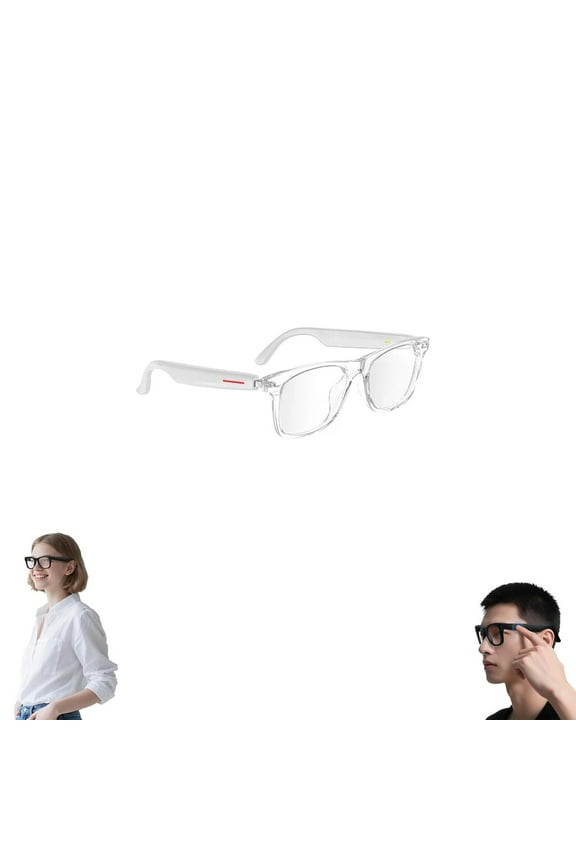 Nessthub Glasses, Nessthub Smart Glasses, Ai Smart Glasses with HD Camera, Video Recording, Music Playback, Hands-Free Calling, for Home/Office/Outdoor (White, Clear Lens)