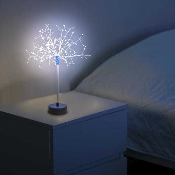 Nest and Flowers Table Lights Fireworks Mini Table Firework Lights Silver/Gold Christmas Decorations Star Light, Battery USB Operated LED Fairy Light for Party Home Decor, 1PC