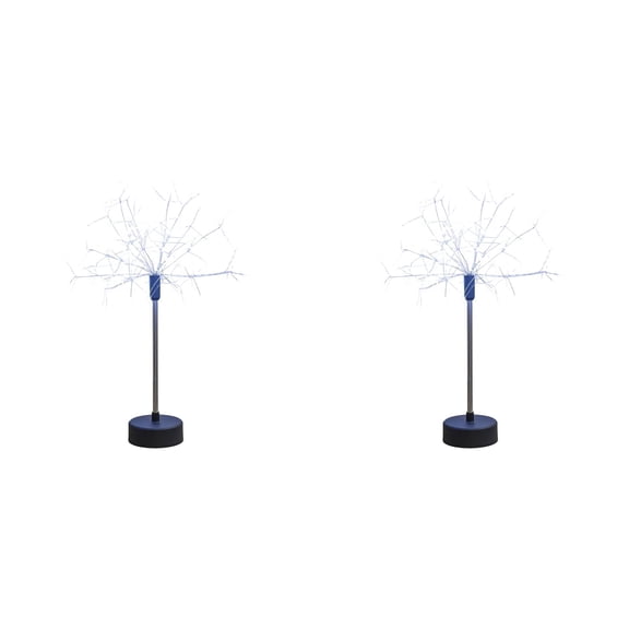 Nest and Flowers Table Lights Fireworks Mini Table Firework Lights Silver/Gold Christmas Decorations Star Light, Battery USB Operated LED Fairy Light for Party Home Decor, 2PCS