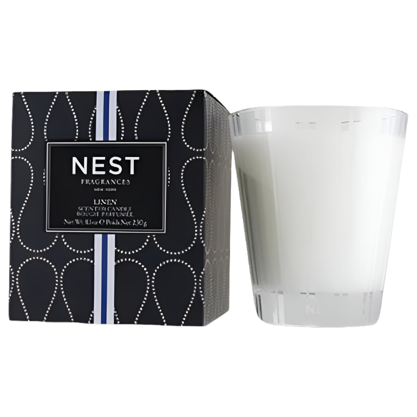 Elegant White Linen & Apple Blossom Scented Soy Candle