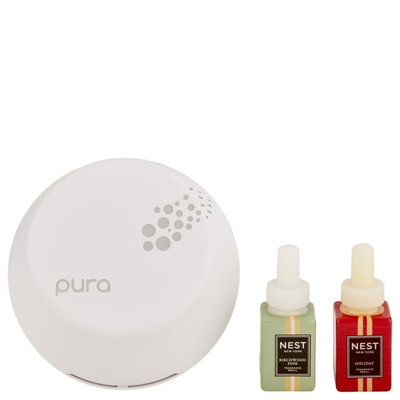 Nest Fragrances Pura Smart Home Fragrance Diffuser Set with Holiday & Birchwood Pine Refills