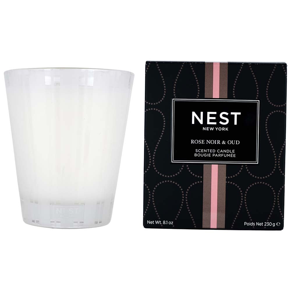 Rose Noir & Oud Scented Candle 8.1 oz Black Glass Vessel