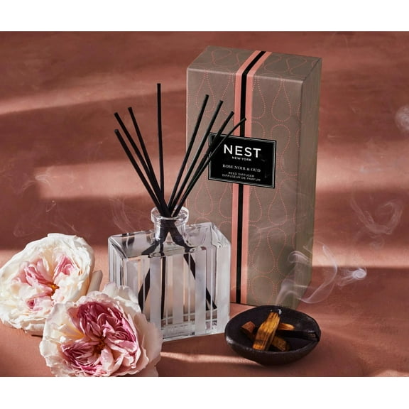 NEST New York Rose Noir & Oud Reed Diffuser 5.9 fl oz with 8 Natural Sticks