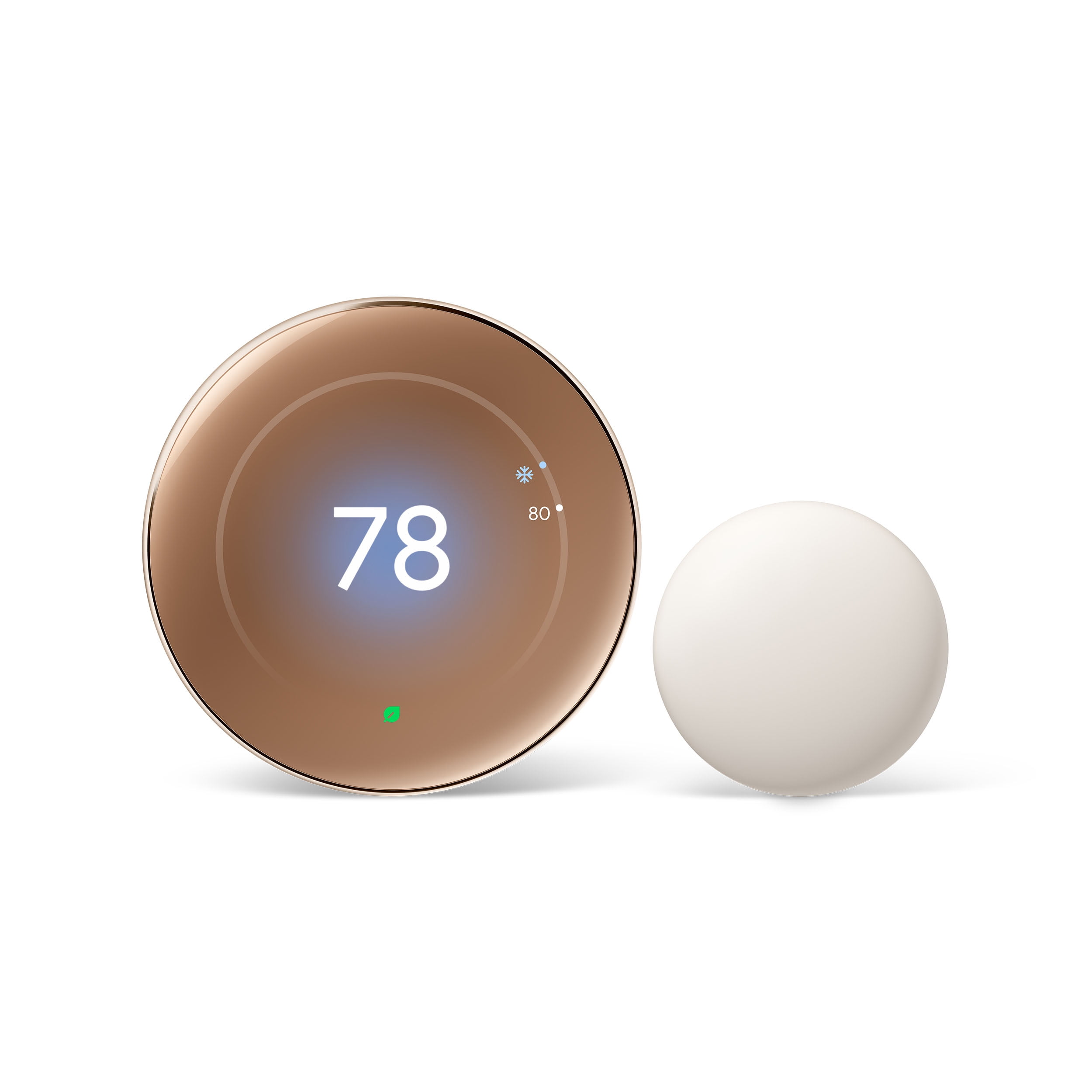 Google Nest Learning Thermostat (4th Gen) with Nest Temperature Sensor (2nd Gen) - Energy-Saving Smart Thermostat with Smart Schedule - Monitors Heating and Cooling System - Polished Gold