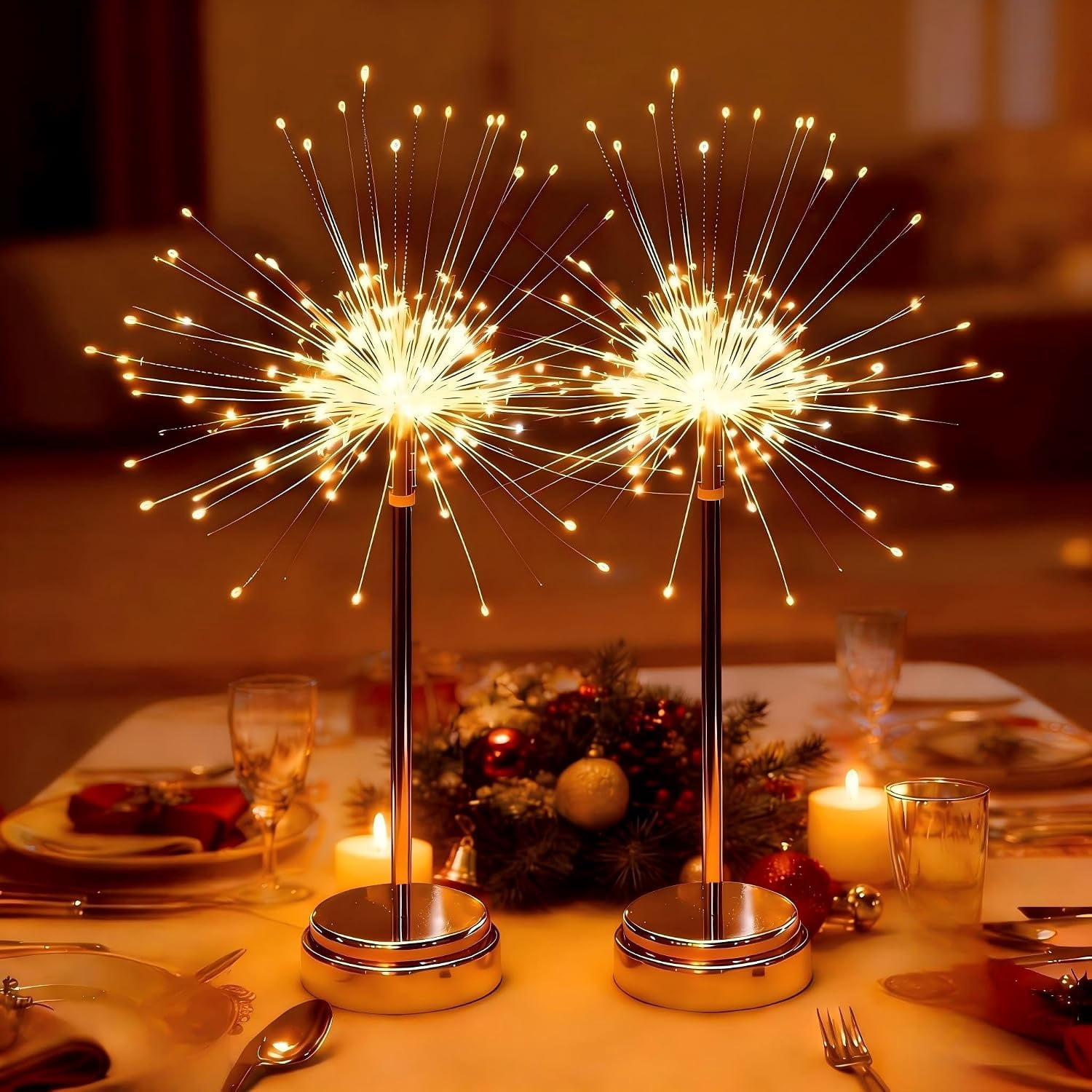 Nest and Flowers Firework Table Lights, LED Starburst Lamp, USB/Battery ...