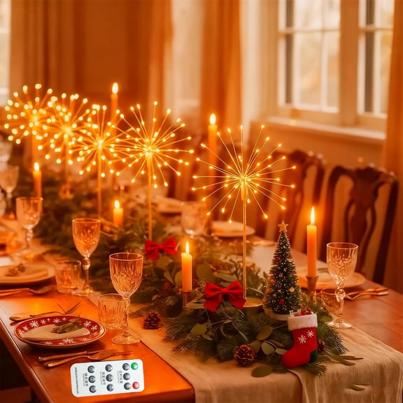 Nest and Flowers Table Lights, Fairy Tree Led Banquet Desk Centerpiece Mini Table Starburst Lights with Remote, for Christmas Party Indoor Decor Gift