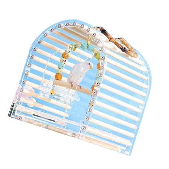 Nest for Outdoor Portable Birds Travel Cage Handheld Transparent Carry Case with Tray and Ladder for Cockatiels