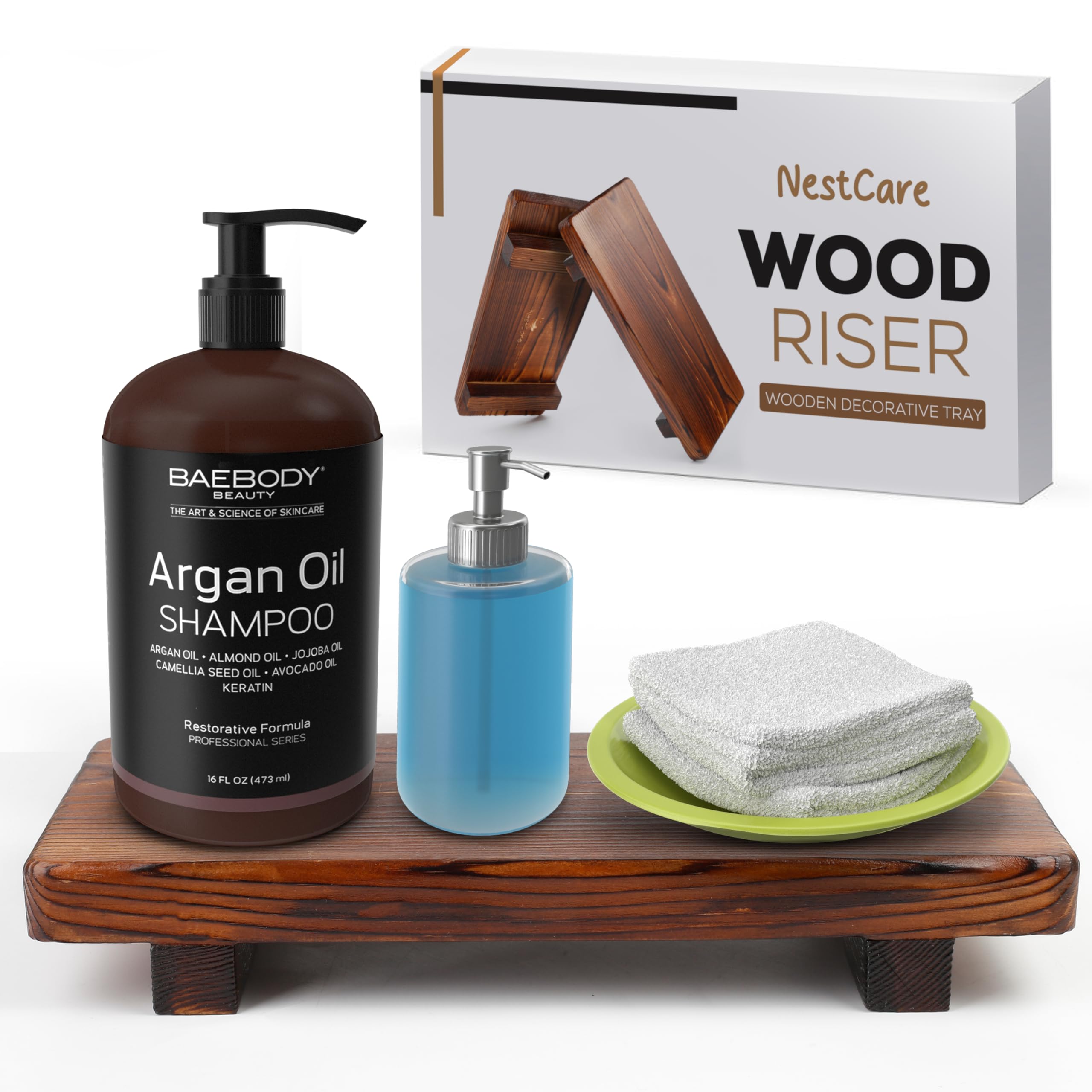 NestCare Wood Riser for Decor - Bathroom Sink Decor & Kitchen Soap Tray ...