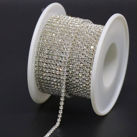 NestE 10 Yards Crystal Rhinestone Trim SS6.5/2.0mm, Close Chain for Sewing Crafts Ideal Wedding Party Christmas DIY Decoration
