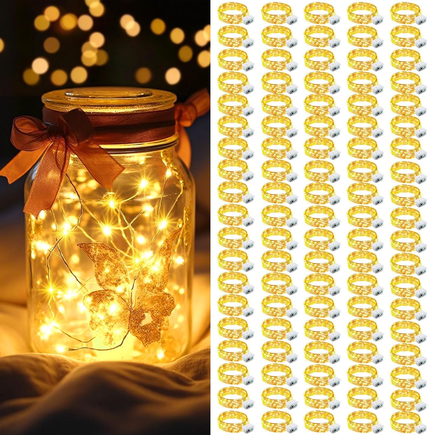NestE 100 Pack LED Fairy Lights Battery Operated, Mini String Lights ...