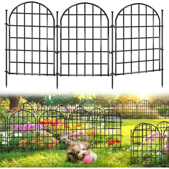 NestE-12 Panels Garden Fence,13.8 ft(L)x 17 in(H) Arched No Dig Fence,Decorative Animal Barrier Fencing with Ground Stake, Rustproof Metal Garden Edging Border for Dog,Rabbit,Outdoor Yard Patio Decor