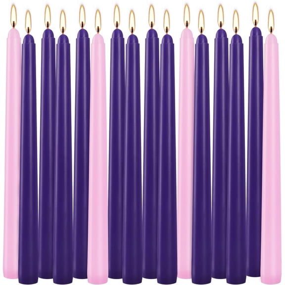 NestE - 16 Pack Advent Taper Candles Premium Hand Dipped 10in Unscented Christmas Taper Candles - Ideal for Seasonal Celebrations, Holidays, Church, Celebration, Party
