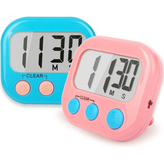 NestE 2 Pack Classroom Timers for Teachers Kids Large Magnetic Digital Timer Blue Pink