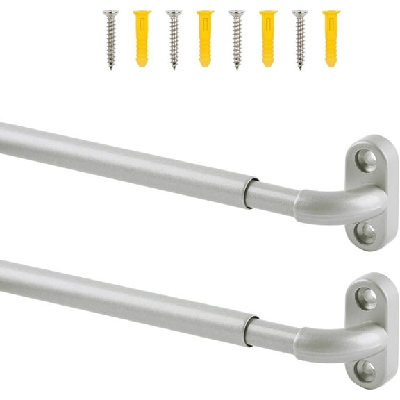NestE - 2 Pack Screwed Sash Curtain Rod Adjustable 18-30 Inch, 3/8 In. Diameter, French Door Curtain Rods (Nickel)