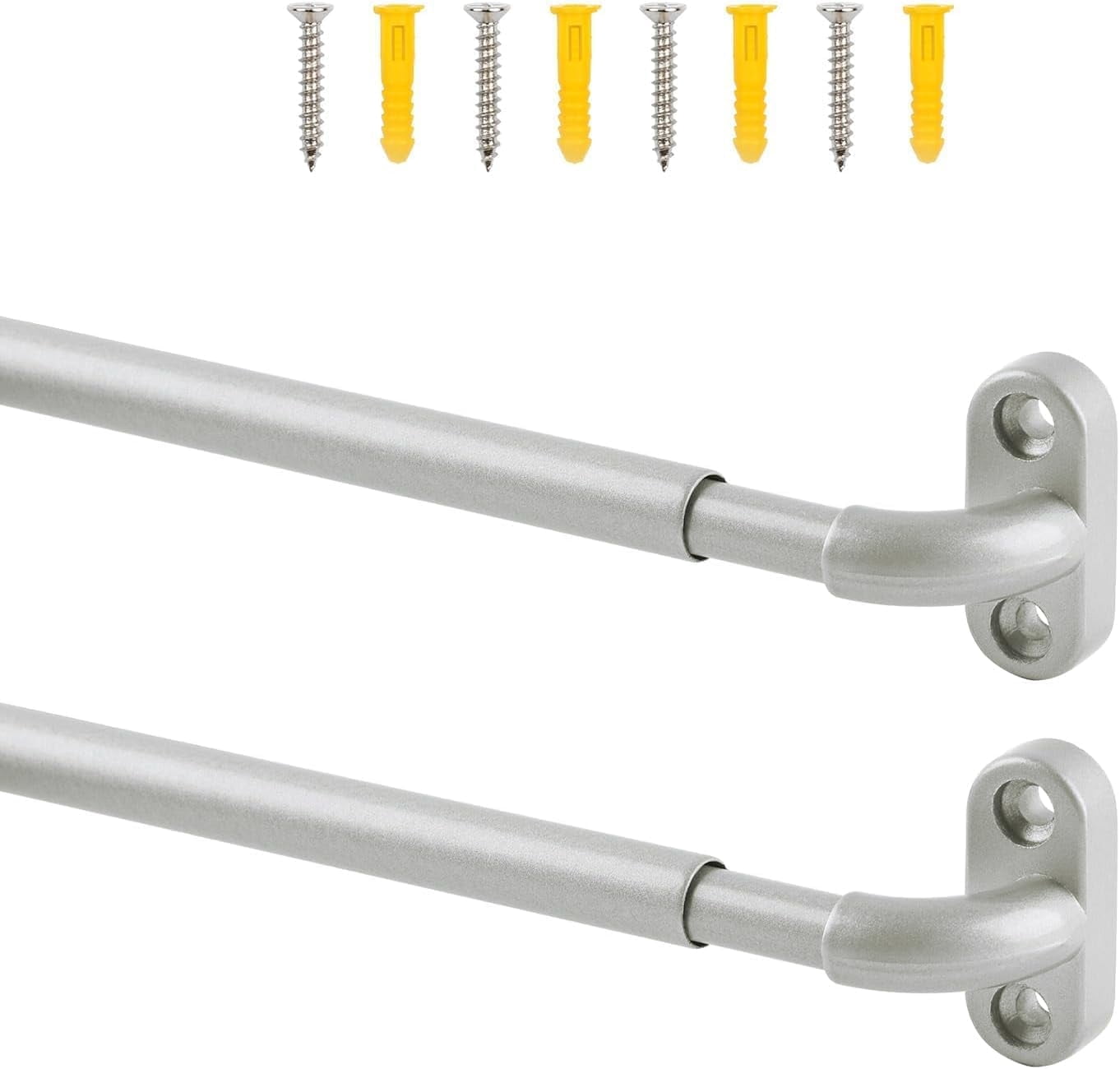 NestE - 2 Pack Screwed Sash Curtain Rod Adjustable 9-12 Inch, 3/8 In. Diameter, Mini Sidelight Window Rod (Nickel)