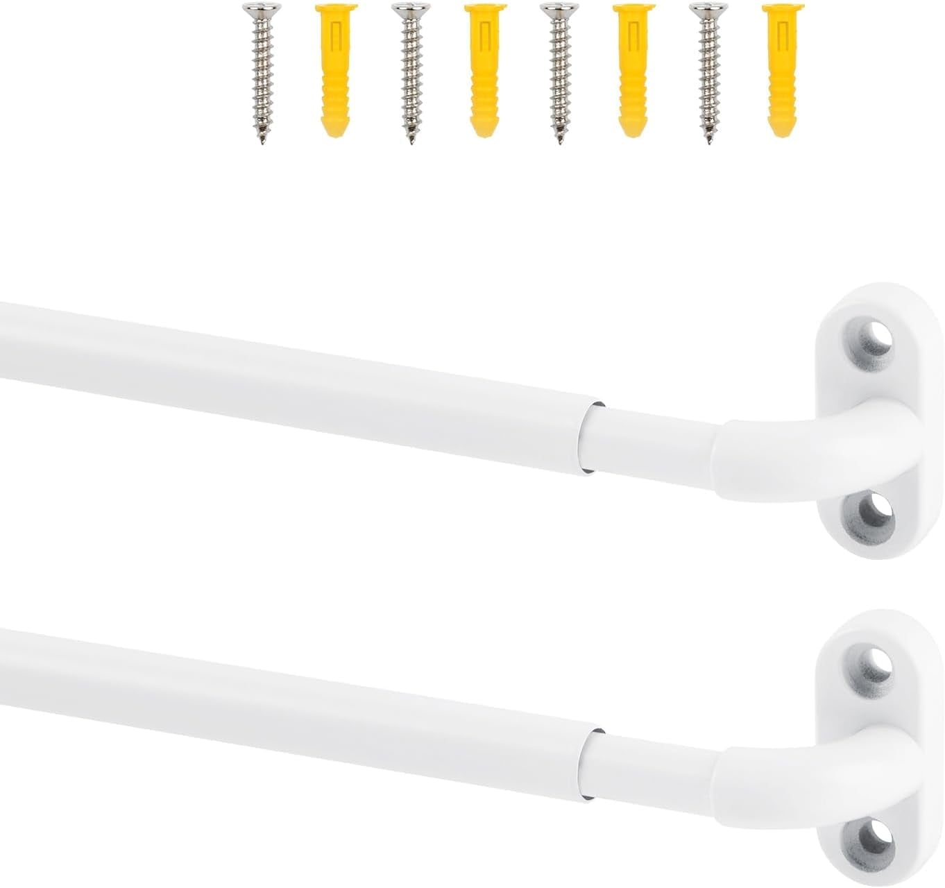 NestE - 2 Pack Screwed Sash Curtain Rod Adjustable 9-12 Inch, 3/8 In. Diameter, Mini Sidelight Window Rod (White)